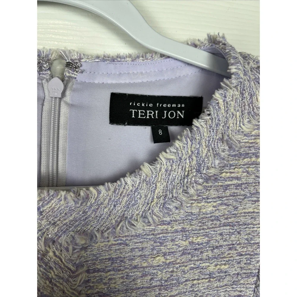 Teri Jon by‎ Rickie Freeman Metallic Tweed Geo Stripe Dress Womens Size 8 - Picture 3 of 11